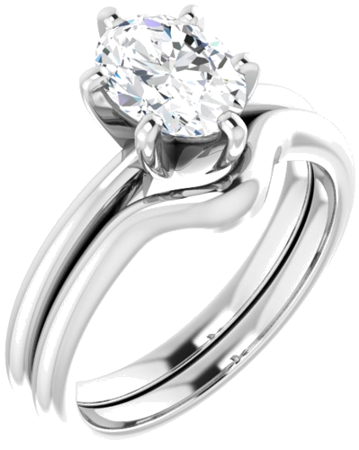 14K White  8x6 mm Oval Solitaire Engagement Ring Mounting (6)