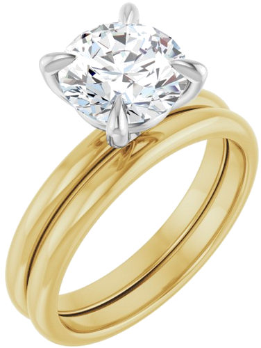 14K Yellow White 8.2 mm Round Engagement Ring Mounting (6)