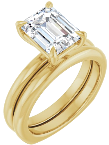 Sužadėtuvių Žiedas „Claw-Prong Euro Shank“ 14k yellow gold Emerald 9mm x 7mm (6)