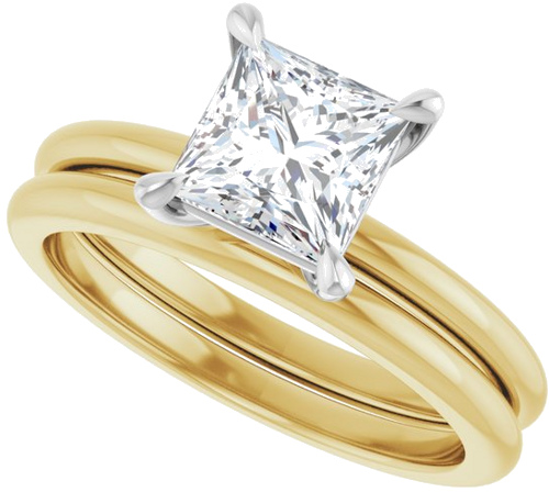 Sužadėtuvių Žiedas „Claw-Prong“ 14k yellow/white gold Square 6mm (10)