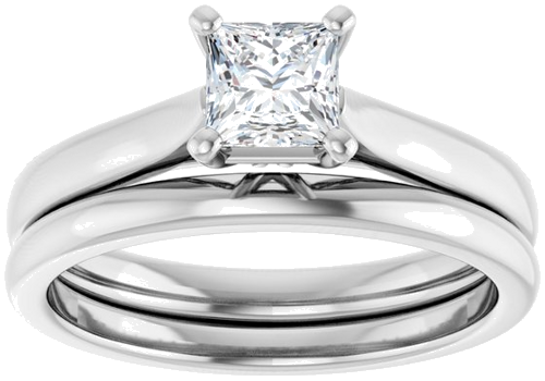 Sužadėtuvių Žiedas „Solitaire“ 585 Baltojo Aukso Square 4.5mm (8)