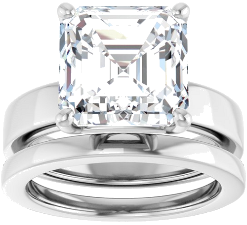 14K White 10 mm Asscher Solitaire Engagement Ring Mounting (8)