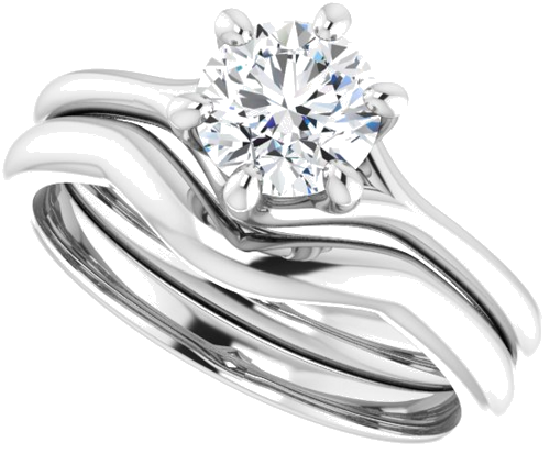 14K White 6 mm Round Engagement Ring Mounting (10)