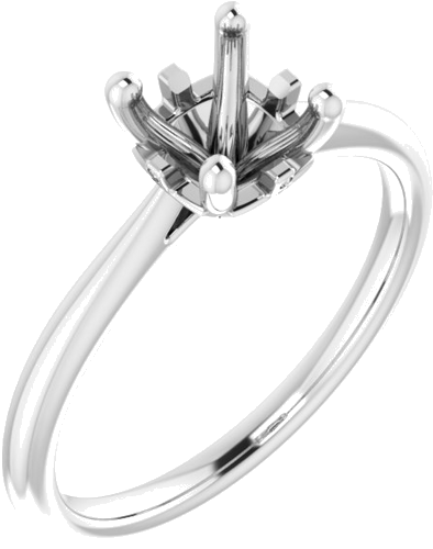 14K White 6.5 mm Round Hidden Cross Solitaire Engagement Ring Mounting (1)