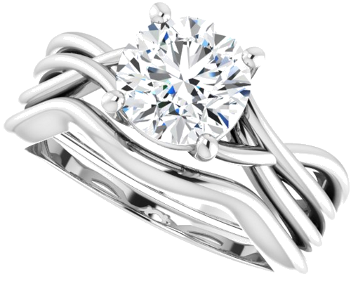 14K White 7.4 mm Round Solitaire Engagement Ring Mounting (10)