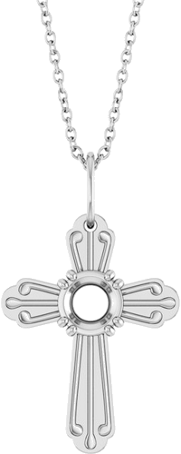 Pakabukas „Accented Cross“ 14k white gold Round 5.2mm (1)