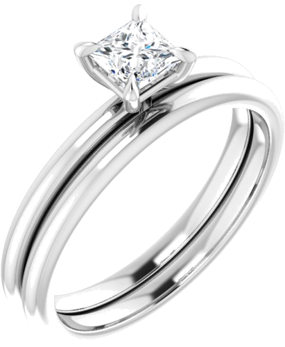 Sužadėtuvių Žiedas „Solitaire“ 585 Baltojo Aukso Square 4mm (6)