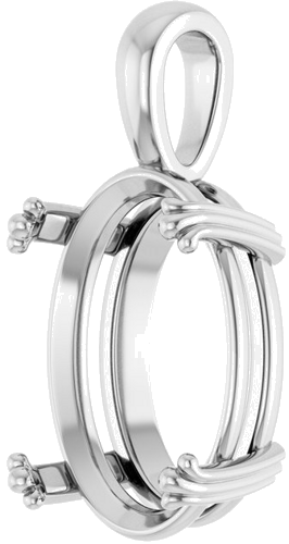 Pakabukas „Decorative Prong Solitaire“ 925 Sidabro Oval 18mm x 13mm (2)