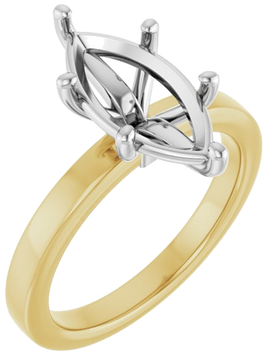 Sužadėtuvių Žiedas „Solitaire“ 14k yellow/white gold Marquise 14mm x 7mm (1)
