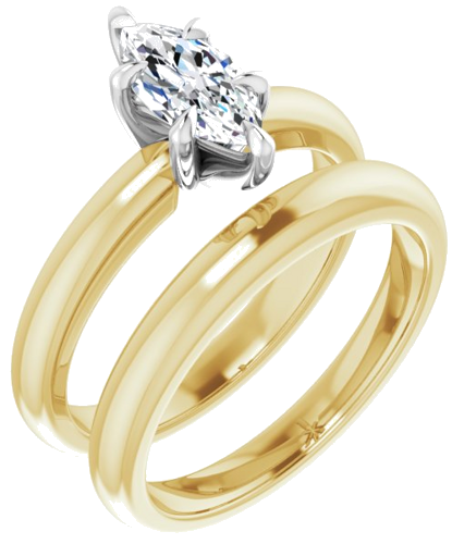 Sužadėtuvių Žiedas „Claw-Prong Solitaire“ 14k yellow/white gold Marquise 9mm x 4.5mm (6)