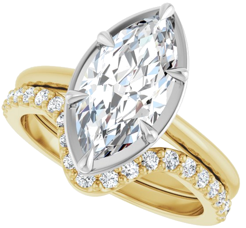 Sužadėtuvių Žiedas „Claw-Prong Solitaire Bezel-Style“ 14k yellow/white gold Marquise 13mm x 6.5mm (10)