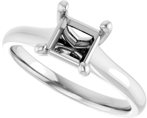 14K White 5.5x5.5 mm Square Solitaire Engagement Ring Mounting (5)