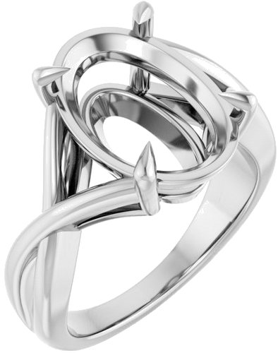 Sužadėtuvių Žiedas „Claw-Prong Solitaire“ 14k white gold Oval 14mm x 10mm (1)