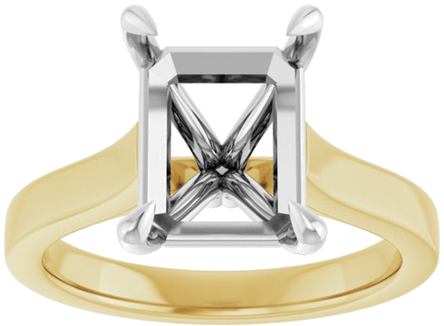 Sužadėtuvių Žiedas „Claw-Prong“ 14k yellow/white gold Emerald 10mm x 8mm (3)