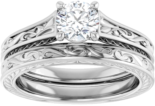 Sužadėtuvių Žiedas „Solitaire Scroll“ 14k white gold Round 5.5mm (8)