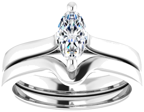 Sužadėtuvių Žiedas 14k white gold Marquise 8mm x 4mm (8)