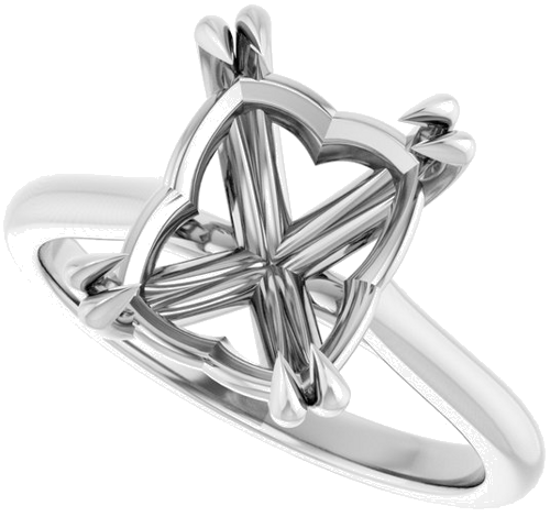 14K White 10x8 mm Emerald Solitaire Engagement Ring Mounting (5)