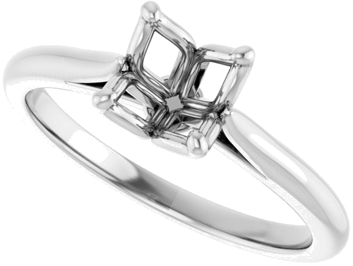 14K White  6.5 mm Round Solitaire Engagement Ring Mounting (5)