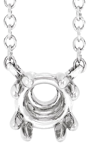 14K White 6.5 mm Round Claw-Prong Solitaire 18  Necklace Mounting (4)