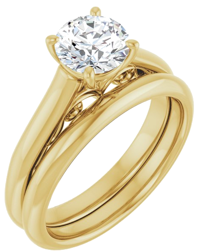 Sužadėtuvių Žiedas „Sculptural“ 10k yellow gold Round 6.5mm (6)