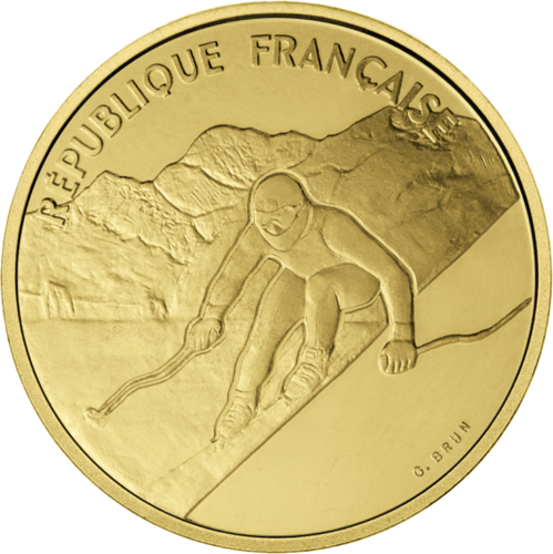 1989 Prancūzija Kalnų slidinėjimas 500 frankų auksinė moneta (1)