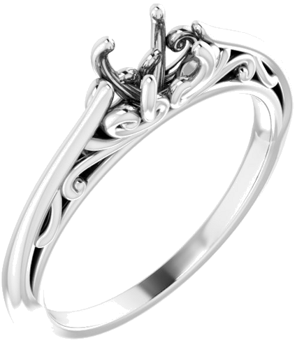 14K White 5.2 mm Round Engagement Ring Mounting (2)
