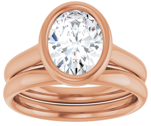Sužadėtuvių Žiedas „Bezel-Set Solitaire“ 14k rose gold Oval 9mm x 7mm (8)