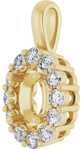 Pakabukas „Halo-Style“ 14k yellow gold Oval 7mm x 5mm (2)