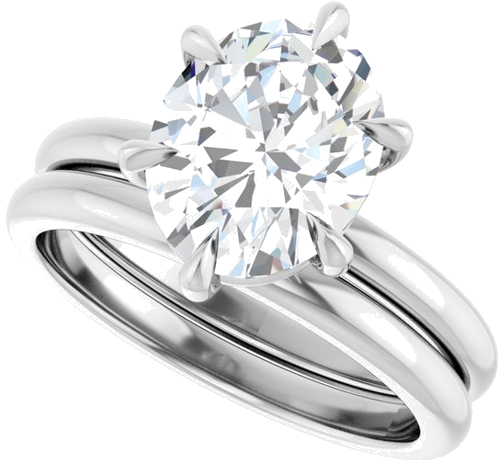 14K White 10x8 mm Oval Solitaire Engagement Ring Mounting (10)