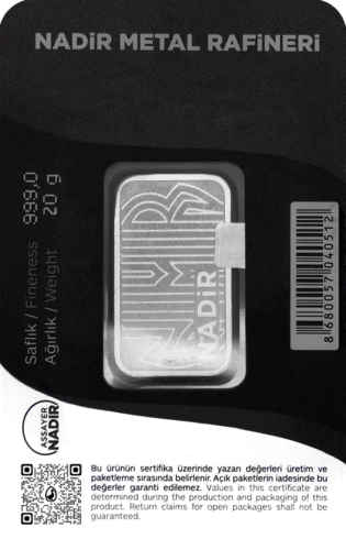 20 g sidabro luitas .999 Nadir Metal Rafineri (2)