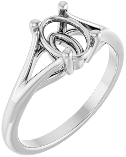 Sužadėtuvių Žiedas „Solitaire Split-Shank“ 14k white gold Oval 8mm x 6mm (1)