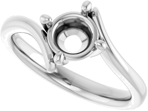 14K White  6.5 mm Round Solitaire Engagement Ring Mounting (5)