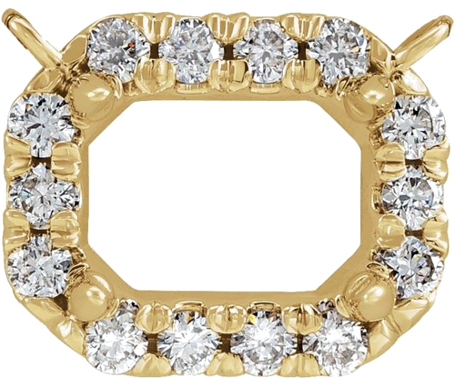 Pakabukas „French-Set Halo-Style“ 14k yellow gold Emerald 6mm x 4mm (1)