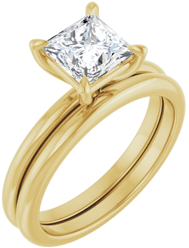 Sužadėtuvių Žiedas „Claw-Prong“ 14k yellow gold Square 6mm (6)