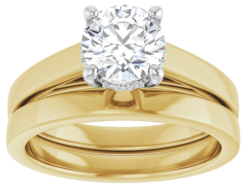 Sužadėtuvių Žiedas „Hidden Halo-Style“ 14k yellow/white gold Round 6.5mm (8)