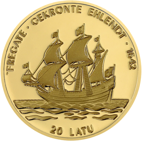 1997 Latvija 20 latu fregate Gerkens zelta monēta (1)
