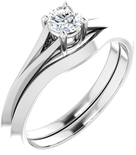 Sužadėtuvių Žiedas „Solitaire Split Shank“ 14k white gold Round 4.1mm (6)