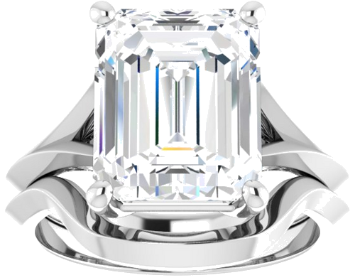 14K White 11x9 mm Emerald Solitaire Engagement Ring Mounting (8)