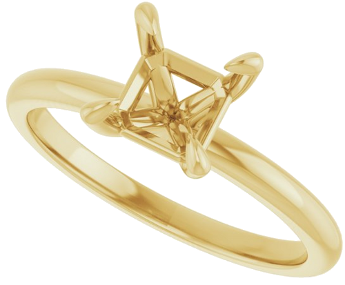 14K Yellow  6x6 mm Asscher Solitaire Engagement Ring Mounting (5)