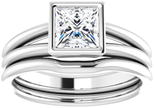 Sterling Silver 5.5 mm Square Engagement Ring Mounting (8)