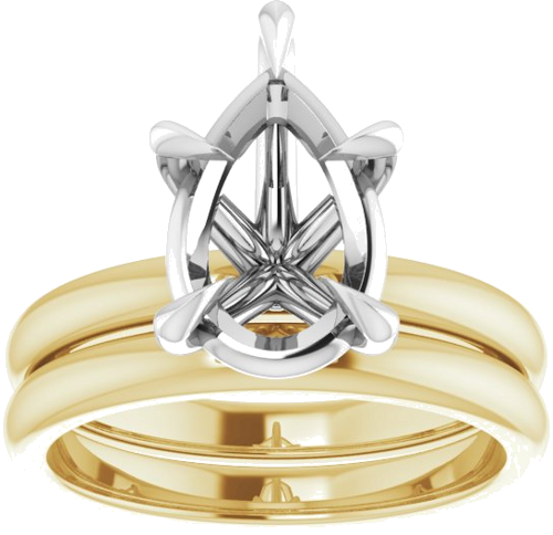 Sužadėtuvių Žiedas „Claw-Prong“ 14k yellow/white gold Pear 12mm x 8mm (8)