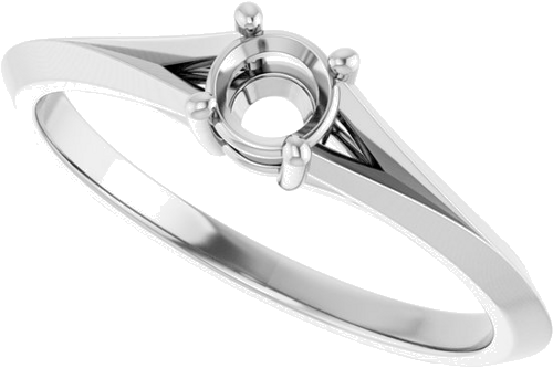 Sužadėtuvių Žiedas „Solitaire Split Shank“ 14k white gold Round 4.1mm (5)