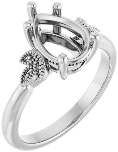 Sužadėtuvių Žiedas „Solitaire“ 14k white gold Pear 10mm x 7mm (1)