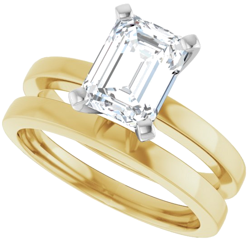 Sužadėtuvių Žiedas „Solitaire“ 585 Baltojo Ir Geltonojo Aukso Emerald 8mm x 6mm (10)