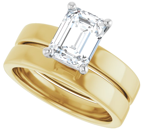 Sužadėtuvių Žiedas „Solitaire“ 14k yellow/white gold Emerald 8mm x 6mm (10)