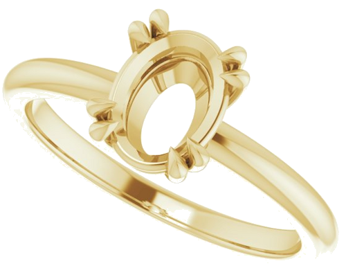 14K Yellow 8x6 mm Oval Solitaire Engagement Ring Mounting (5)