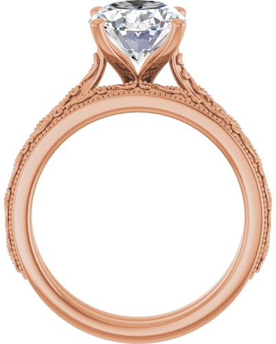 Sužadėtuvių Žiedas „Solitaire“ 585 Rožinis Aukso Oval 10mm x 8mm (7)