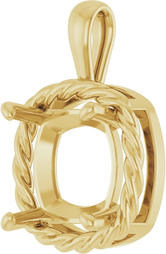 Pakabukas „Rope Solitaire Charm“ 14k yellow gold Cushion 10mm (2)