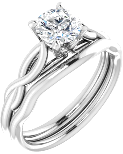 14K White  6 mm Round Solitaire Engagement Ring Mounting (6)