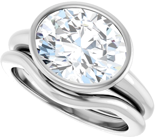 Sužadėtuvių Žiedas „Bezel-Set Solitaire“ 14k white gold Oval 11mm x 9mm (10)